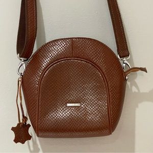 Maral Brown Persian Leather Structured Crossbody Purse